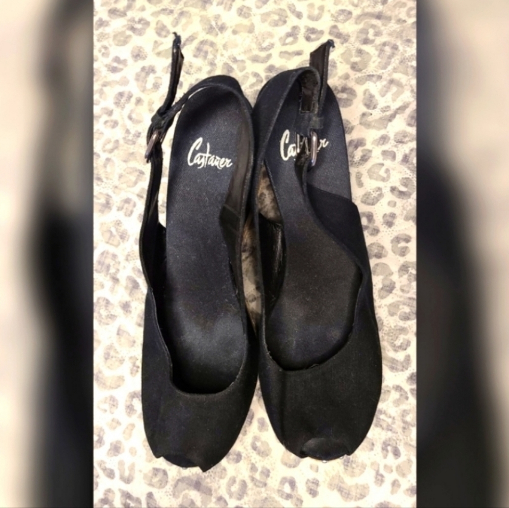 Castaner Wedge Sandals in Black With Studs - Picture 4 of 6